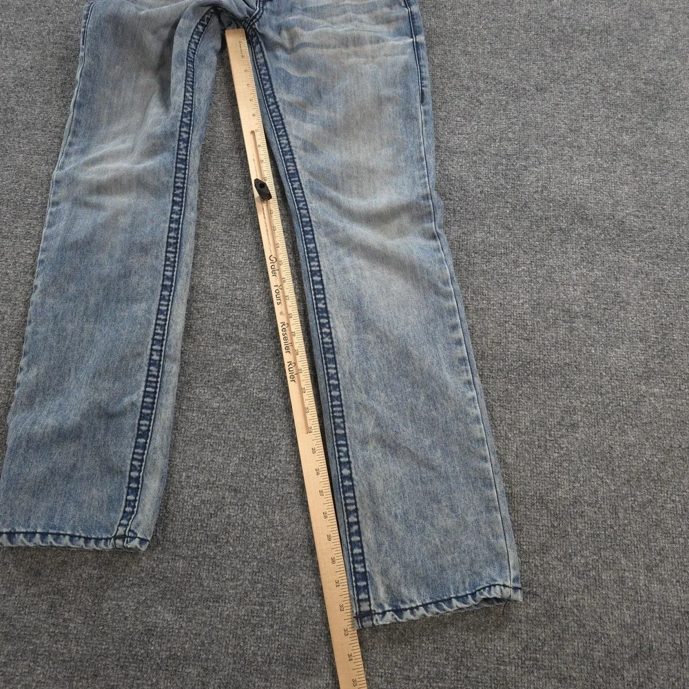 True Religion Jeans Mens 30x33 Light Wash Denim Ricky Straight Logo Casual Prep
